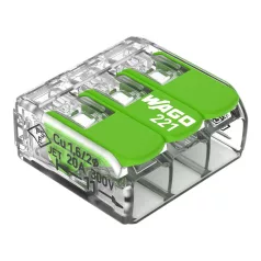   Wago Oldható vezetékösszekötő 20A/300v, 3X0,14-4mm2  221-423