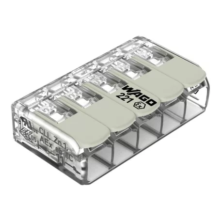Wago Oldható vezetékösszekötő 24,5A/440v, 5X0,2-4mm2  221-485
