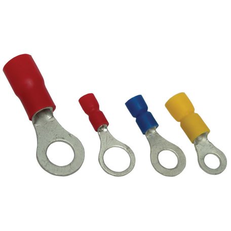 Tracon PSZ10-12 10mm2, M12, (d1=4,7mm, d2=13mm), PVC Szigetelt szemes saru, ónozott elektrolitréz, piros