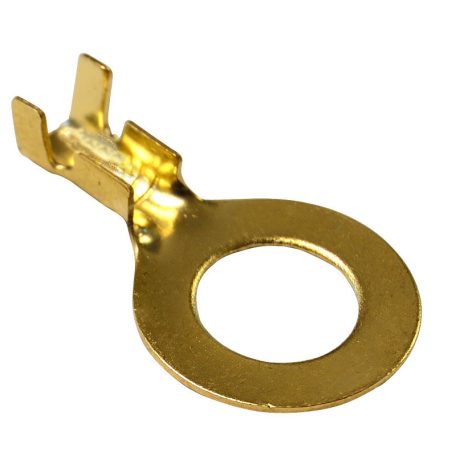 Tracon CSA-90-5 6,3x0,8mm 90°, M5 Csavaros rögzítésű szigeteletlen csatlakozó csap, sárgaréz