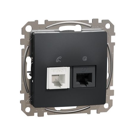 ÚJ SEDNA SDD114468 RJ11/RJ45 Cat6 UTP kombinált aljzat, antracit
