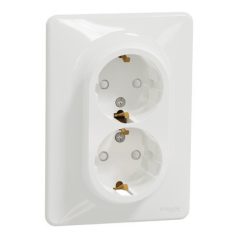   ÚJ SEDNA SDD311221 2x2P+F csatlakozóaljzat biztonsági zsaluval, csavaros bekötés, 16A, kerettel, fehér