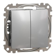   ÚJ SEDNA DIY SDD513108 Kettős váltókapcsoló, rugós bekötés, 10AX, alumínium