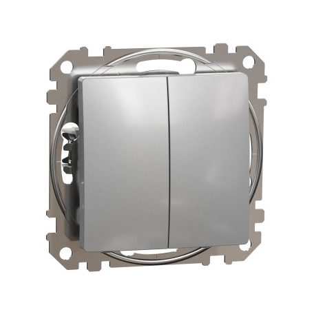 ÚJ SEDNA DIY SDD513108 Kettős váltókapcsoló, rugós bekötés, 10AX, alumínium