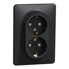   ÚJ SEDNA SDD714221 DIY 2x2P+F csatlakozóaljzat biztonsági zsaluval, csavaros bekötés, 16A, antracit