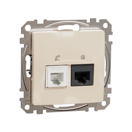 ÚJ SEDNA SDD112468 RJ11/RJ45 Cat6 UTP kombinált aljzat, bézs