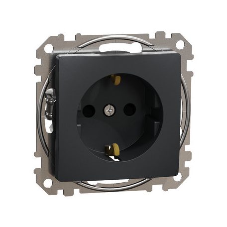 ÚJ SEDNA DIY SDD514021 2P+F csatlakozóaljzat biztonsági zsaluval, csavaros bekötés, 16A, antracit