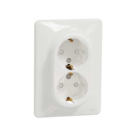 ÚJ SEDNA DIY SDD711221 2x2P+F csatlakozóaljzat biztonsági zsaluval, csavaros bekötés, 16A, fehér