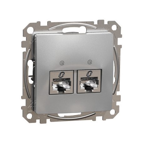 ÚJ SEDNA SDD113462S 2xRJ45 Cat6 STP aljzat, alumínium