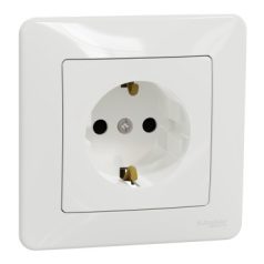   ÚJ SEDNA DIY SDD711029 2P+F csatlakozóaljzat biztonsági zsaluval, csavaros bekötés, 16A, kerettel, fehér (5 db)