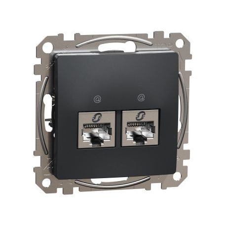 ÚJ SEDNA SDD114467S 2xRJ45 Cat6A STP aljzat, antracit