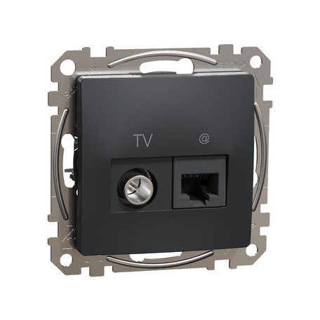 ÚJ SEDNA SDD114469T TV/RJ45 Cat6 UTP kombinált aljzat, antracit