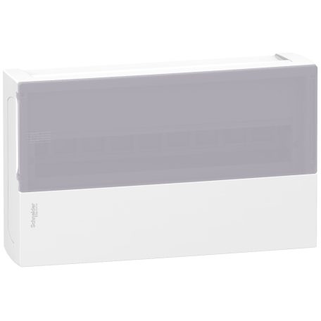 RESI9 MP MIP12118T Mini Pragma Kiselosztó, tejüveg hatású átlátszó ajtó, falon kívüli, 1x18 modul, PEN sín, fehér
