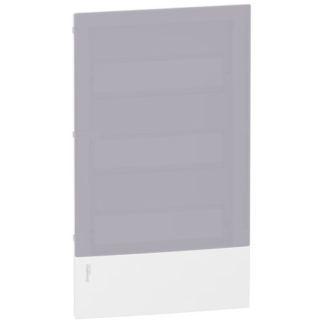 MINI PRAGMA MIP30312T Kiselosztó homloklap, tejüveg hatású átlátszó ajtó, süllyesztett, 3x12 modul, PEN sín, fehér