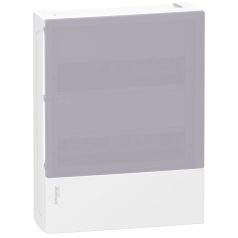   RESI9 MP MIP12212T Mini Pragma Kiselosztó, tejüveg hatású átlátszó ajtó, falon kívüli, 2x12 modul, PEN sín, fehér