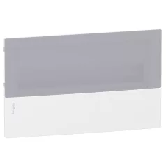   RESI9 MP MIP22118T Mini Pragma Kiselosztó, tejüveg hatású átlátszó ajtó, süllyesztett, 1x18 modul, PEN sín, komplett, fehér