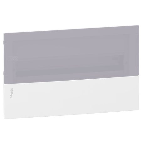 RESI9 MP MIP22118T Mini Pragma Kiselosztó, tejüveg hatású átlátszó ajtó, süllyesztett, 1x18 modul, PEN sín, komplett, fehér