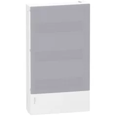   RESI9 MP MIP12312T Mini Pragma Kiselosztó, tejüveg hatású átlátszó ajtó, falon kívüli, 3x12 modul, PEN sín, fehér