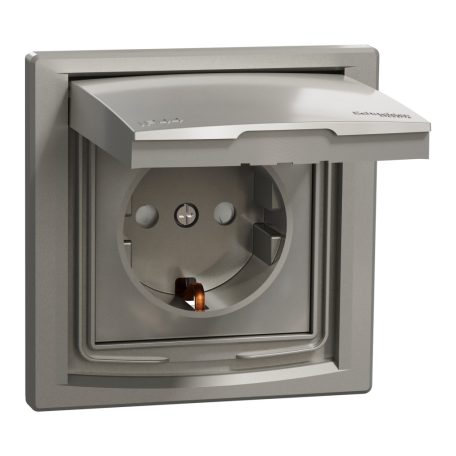 ASFORA EPH3100369 2P+F csatlakozóaljzat, biztonsági zsaluval, csapfedeles - IP44, bronz