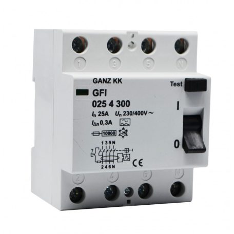 GFI áram-védőkapcsoló 25A 4pól 300mA 1GFI-025-4-300