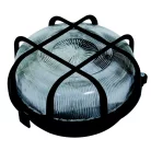 Hajólámpa, kerek, műanyagráccsal 100W, fekete 6928H