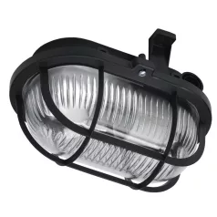 Hajólámpa, ovális, műanyagráccsal 60W, fekete 6914H