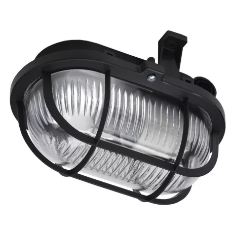 Hajólámpa, ovális, műanyagráccsal 60W, fekete 6914H