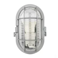 Hajólámpa, ovális, műanyagráccsal 60W, szürke 90047
