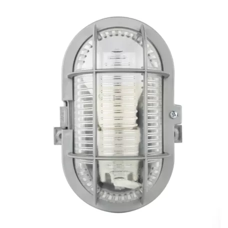 Hajólámpa, ovális, műanyagráccsal 60W, szürke 90047