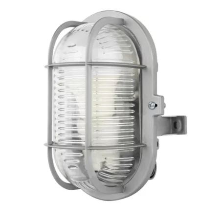 Hajólámpa, ovális, műanyagráccsal 60W, szürke 90047