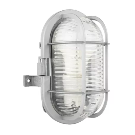 Hajólámpa, ovális, műanyagráccsal 60W, szürke 90047