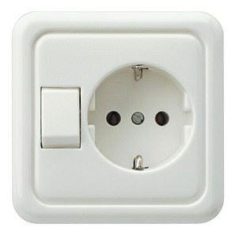 Földelt dugaszolóaljzat váltókapcsolóval, fehér 00110