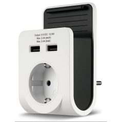   Földelt köztes csatlakozóaljzat, 2xUSB + mobiltelefon tartó 0020790102