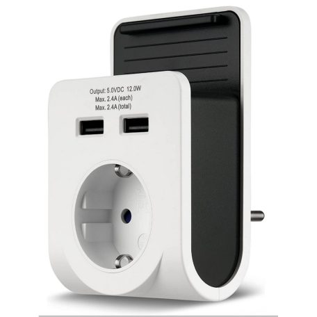 Földelt köztes csatlakozóaljzat, 2xUSB + mobiltelefon tartó 0020790102