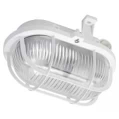 Hajólámpa, ovális, műanyagráccsal 60W, fehér 6915H