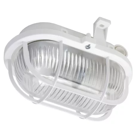 Hajólámpa, ovális, műanyagráccsal 60W, fehér 6915H