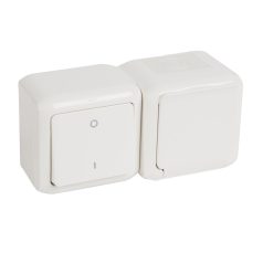   Forix IP44 fk 2P kapcsoló + 2P+F csatlakozóaljzat, csapófedéllel, biztonsági zsaluval, fehér 782372