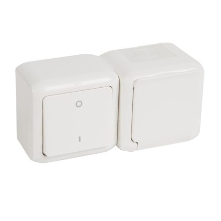 Forix IP44 fk 2P kapcsoló + 2P+F csatlakozóaljzat, csapófedéllel, biztonsági zsaluval, fehér 782372