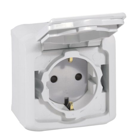 Forix IP44 fk 2P+F földelt csatlakozóaljzat, 16A, csapófedéllel, biztonsági zsaluval, szürke 782393