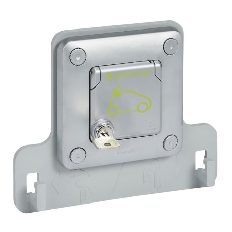 Green'up Access 2P+F 16 A EV fém süllyesztett aljzat zárható csapófedéllel 077857