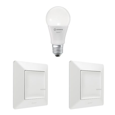 Legrand Smart Lighting with Netatmo okosotthon bővítőkészlet: Ledvance SMART classic A60 okosizzó (E27) +  2 db Valena Life with Netatmo okos kapcsoló (elemes távvezérlő), fehér 199320