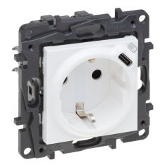   Niloé Step 2P+F kombinált csatlakozóaljzat + USB-C, (rugós), biztonsági zsaluval, fehér 863126