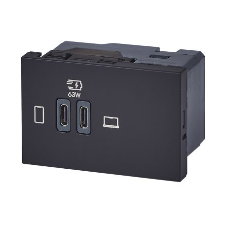 Program Mosaic 2xUSB-C töltőaljzat 63W, 3 modul, fekete 077675L
