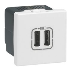   Program Mosaic kettős USB töltő aljzat, 2400 mA, 2 modulos, fehér 077594