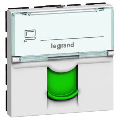   Program Mosaic LCS2 RJ45 aljzat Cat 6A STP, 2 modul, fehér, zöld redőnnyel 076524