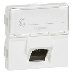   Program Mosaic RJ45 informatikai csatlakozóaljzat, 1 x RJ45 árnyékolt (STP) Cat.6, 2 modul széles, 45°-ban döntött aljzattal, energiaoszlophoz, fehér 076507