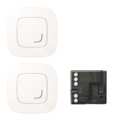   Valena Allure with Netatmo okos előre párosított szett váltókapcsolás kialakításához: mikromodul BE/KI kapcsolásra + 2db kapcsoló (elemes távvezérlő), komplett szerelvények, gyöngyház 752950