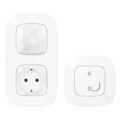   Valena Allure with Netatmo okosotthon kezdőkészlet: gateway (beépített) + 2P+F csatlakozóaljzat (végrehajtó) + távozás/érkezés kapcsoló (elemes távvezérlő), komplett szerelvények, fehér 752596