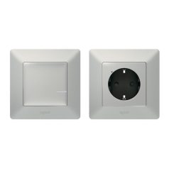   Valena Life with Netatmo okos előre párosított szett: 2P+F csatlakozóaljzat (végrehajtó) + kapcsoló (elemes távvezérlő), komplett szerelvények, alumínium 752354