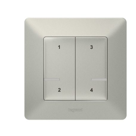 Valena Life with Netatmo okos vezeték nélküli 4-es szcenárió kapcsoló (elemes távvezérlő), falon kívüli, 1-es kerettel, alumínium 752368